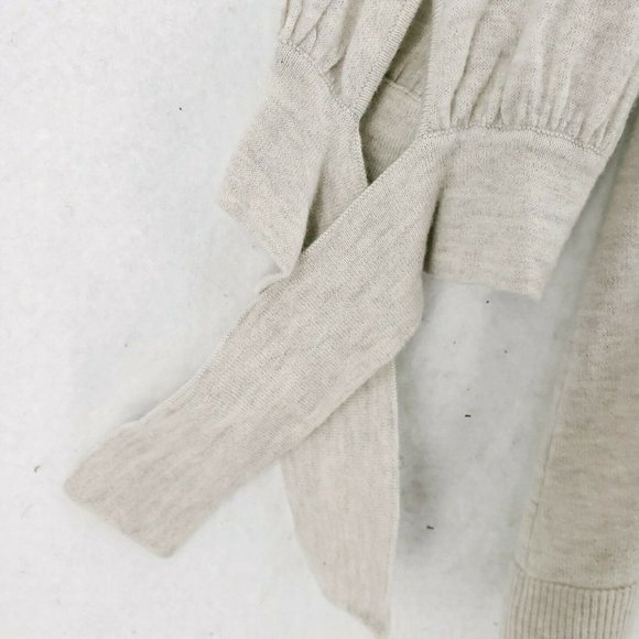 Club Monaco 100% Cashmere Beige Lightweight Knit Top Tie Sleeve Size LARGE - Picture 3 of 7